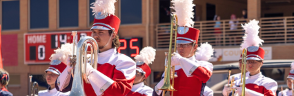 Students playing instruments. 
