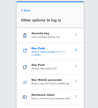 login options