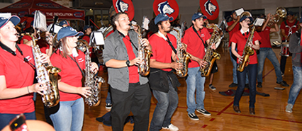 band students playing in the gym