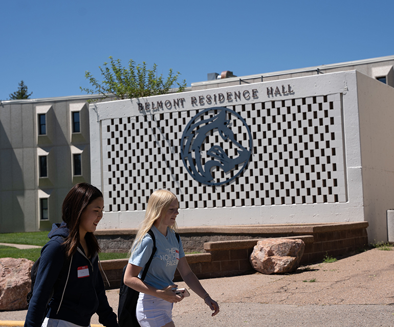 two students walking