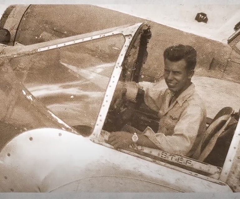 Figure 1Col. Perry "Lucky" Dahl, in the cockpit of a WWII fighter plane.