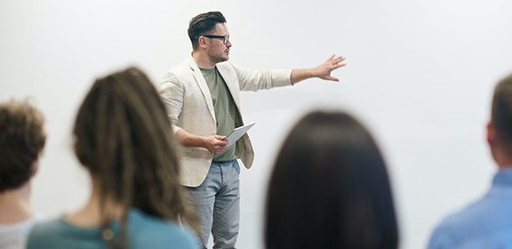 person giving presentation
