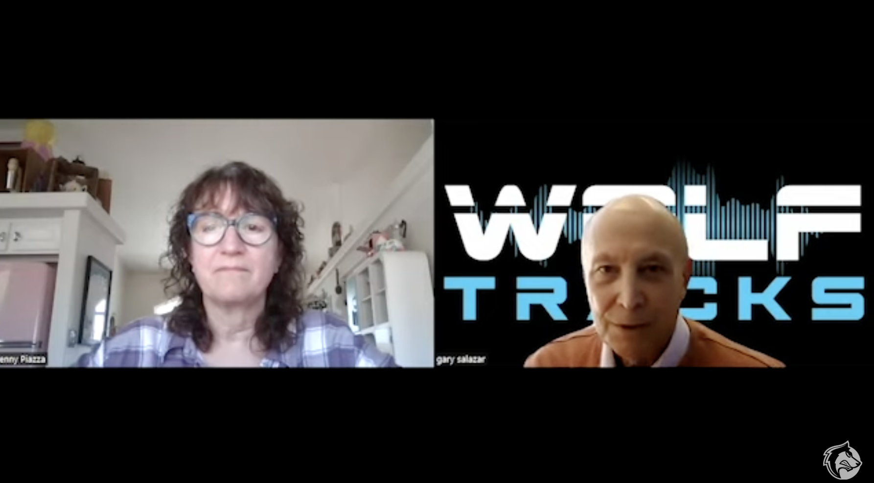 Jenny Piazza and Gary Salazar on Zoom call showing both heads.