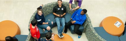 students sitting in student center