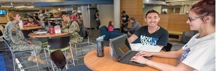 students studying at tables